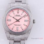 Swiss Quality Copy Rolex Iced Out Oyster Perpetual 41 Watch Candy Pink Dial  Movement
